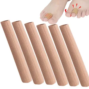 6Pack Toe Tubes Sleeves Protectors Toe Spacers Toe Separators Toe Cushion Soft Gel Lining Corn Pad Toes Separators for Bunions, Corns, Blisters, Calluses, Hammer Toe (Medium) Medium