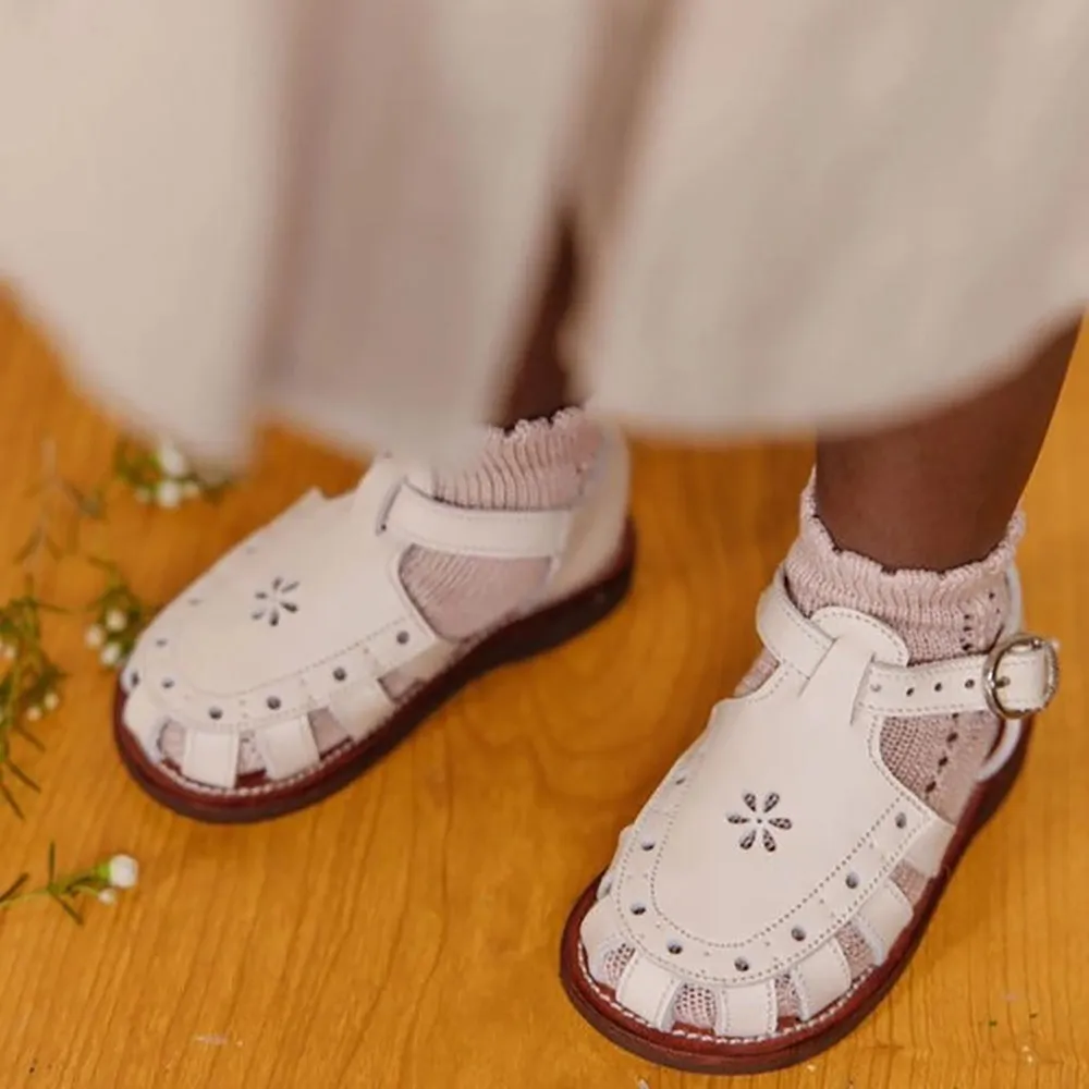 Adelisa & Co :: Leather Sandals Cream Flora