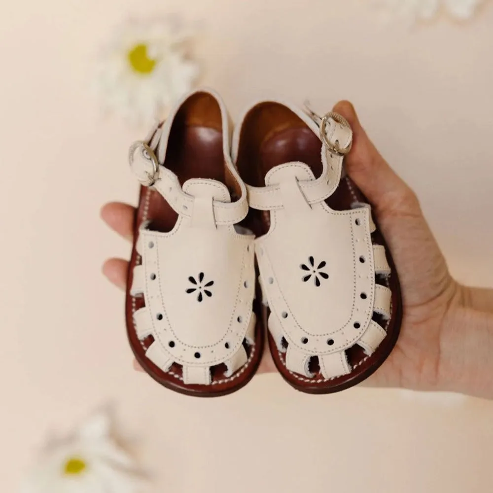 Adelisa & Co :: Leather Sandals Cream Flora