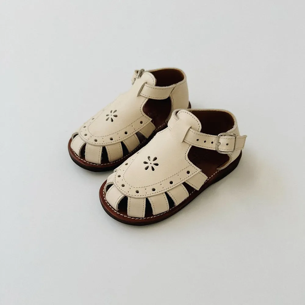 Adelisa & Co :: Leather Sandals Cream Flora