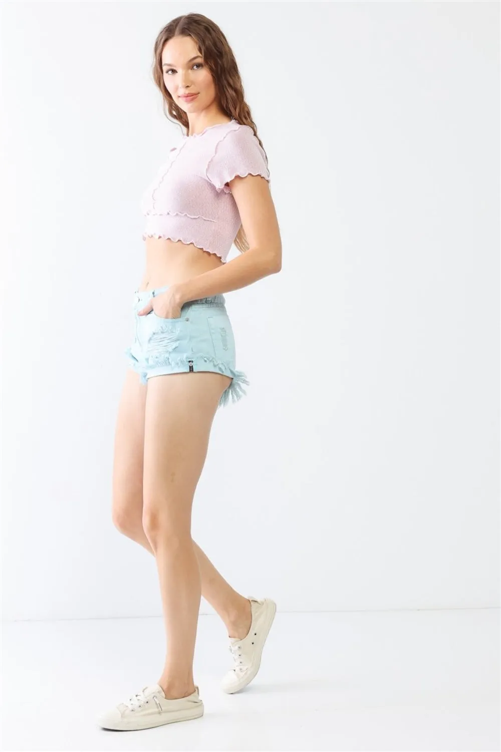 Alivia Distressed Ripped Denim Shorts