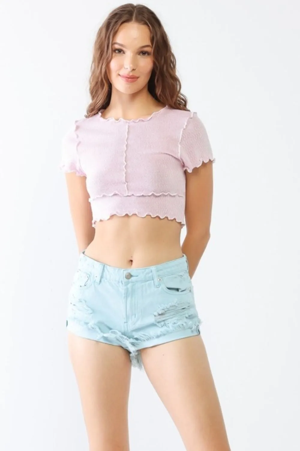 Alivia Distressed Ripped Denim Shorts