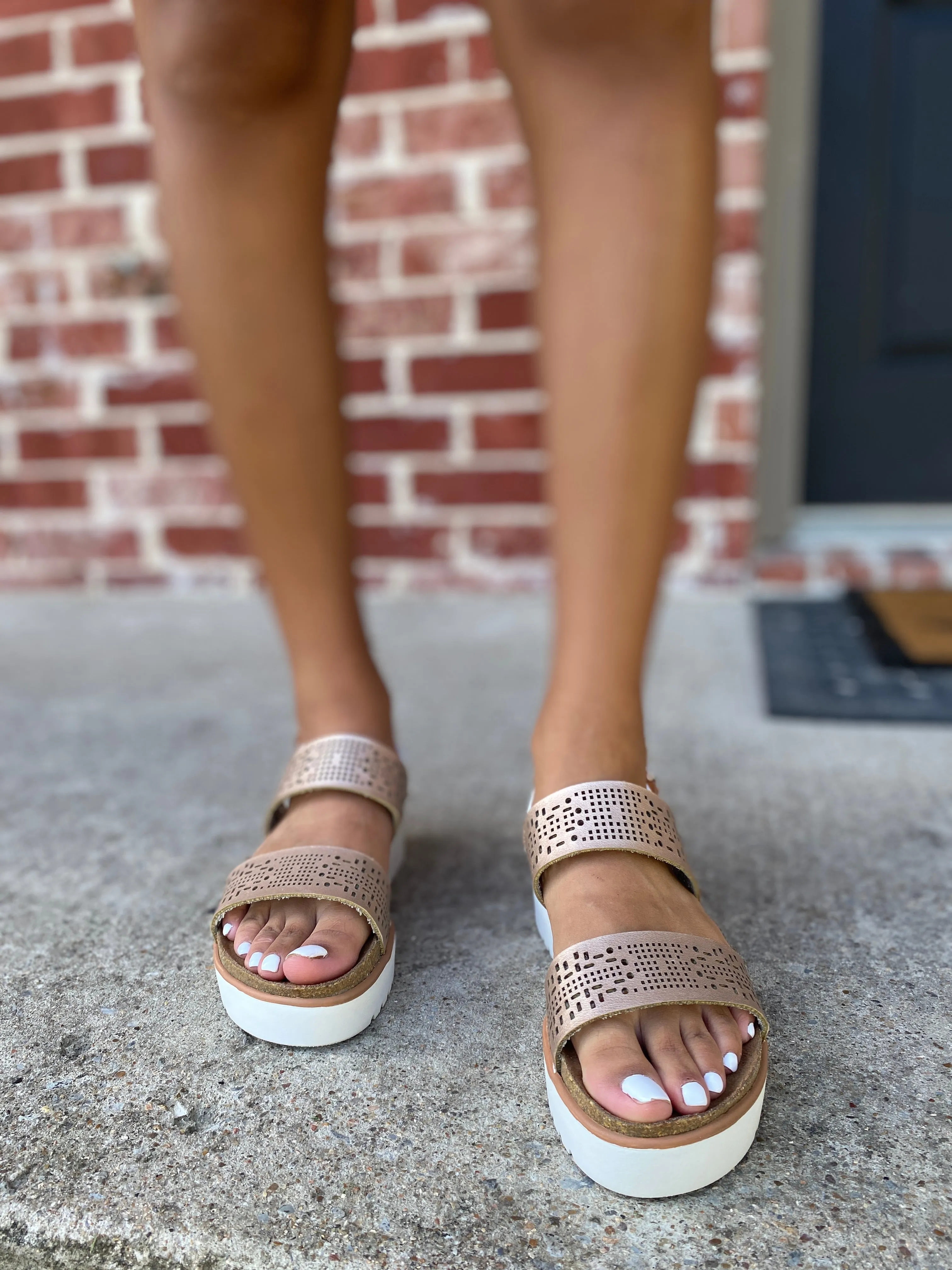 Anatalia Champagne Shine Platform Wedges