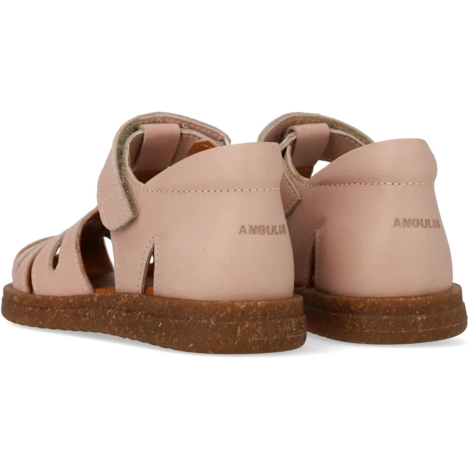 Angulus Rosebud/Rosebud Glitter Leather Heart Sandal with Sparkling Glitter Heart