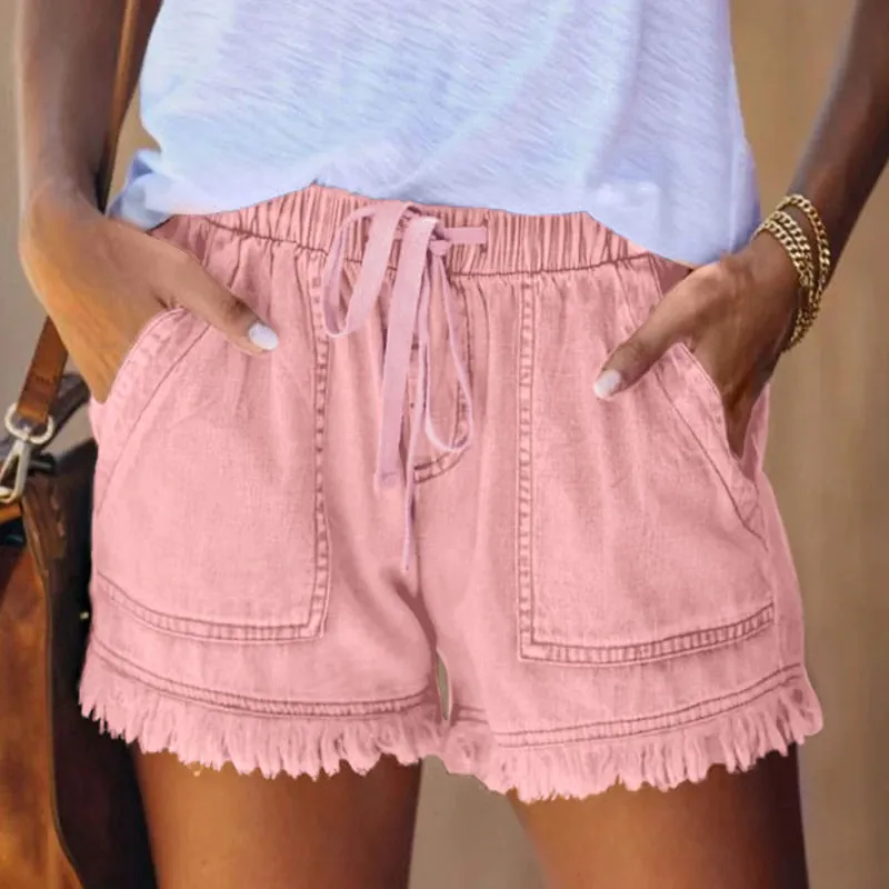 Anna - High-waisted denim shorts