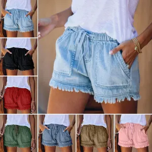 Anna - High-waisted denim shorts