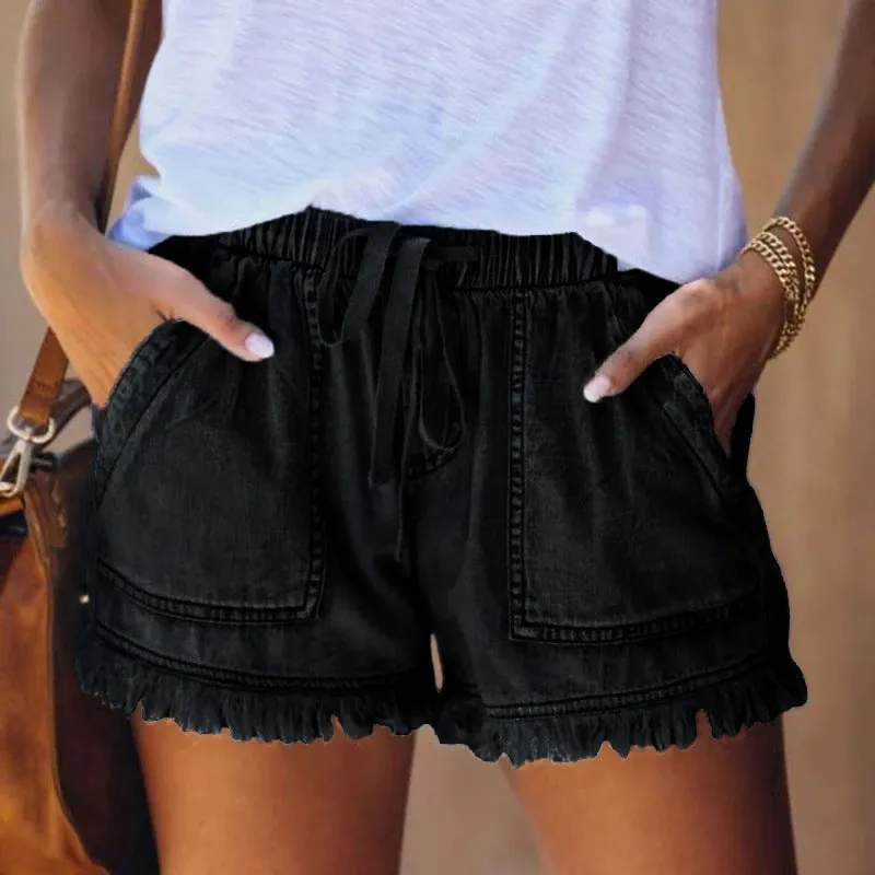 Anna - High-waisted denim shorts