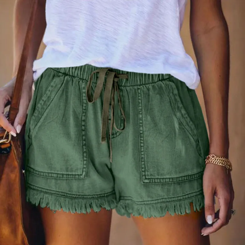 Anna - High-waisted denim shorts