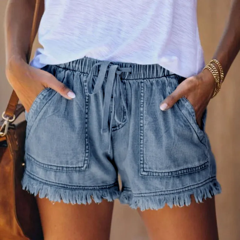 Anna - High-waisted denim shorts