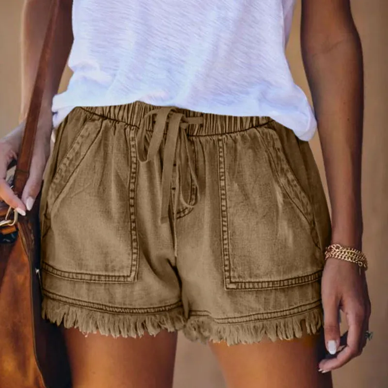 Anna - High-waisted denim shorts