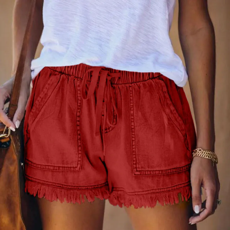 Anna - High-waisted denim shorts