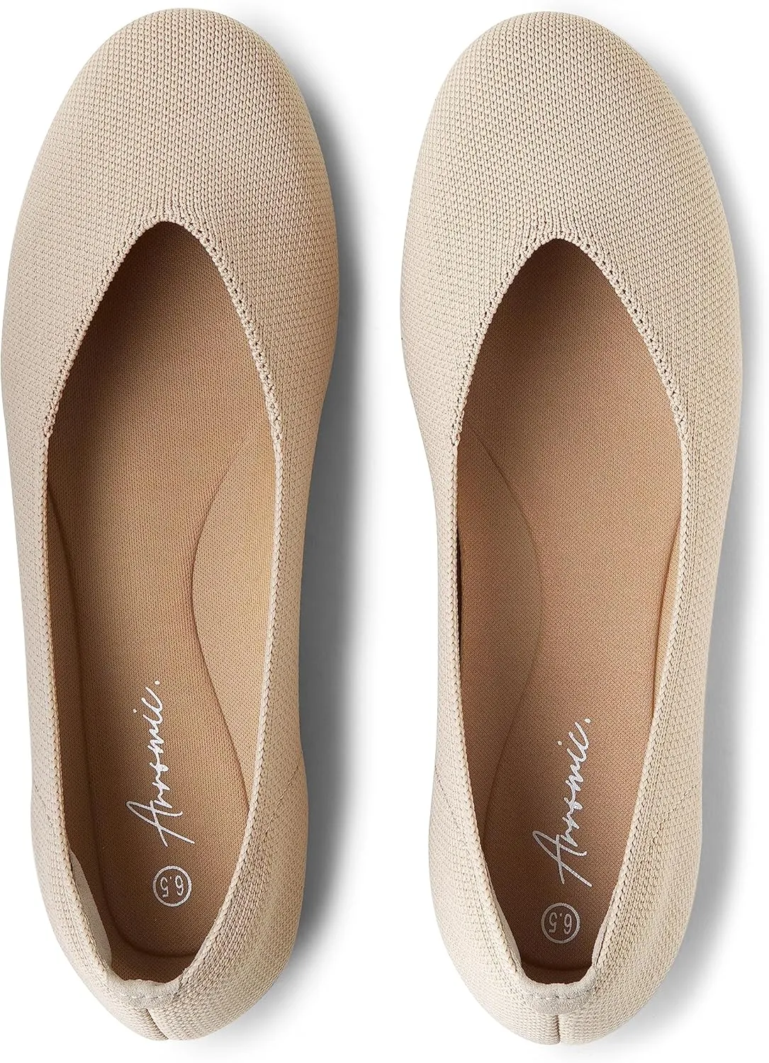 Arromic Flats Shoes for Women, Washable Round Toe Knit Ballet Flats Shoes with Comfortable Heel Cushions, Soft Slip on Dressy Shoes for Business Casual, Office, Work, Wedding