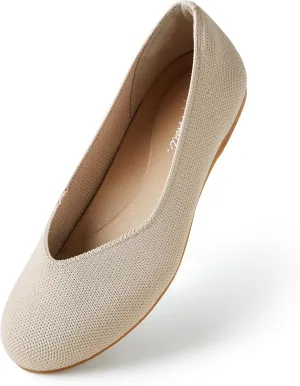 Arromic Flats Shoes for Women, Washable Round Toe Knit Ballet Flats Shoes with Comfortable Heel Cushions, Soft Slip on Dressy Shoes for Business Casual, Office, Work, Wedding