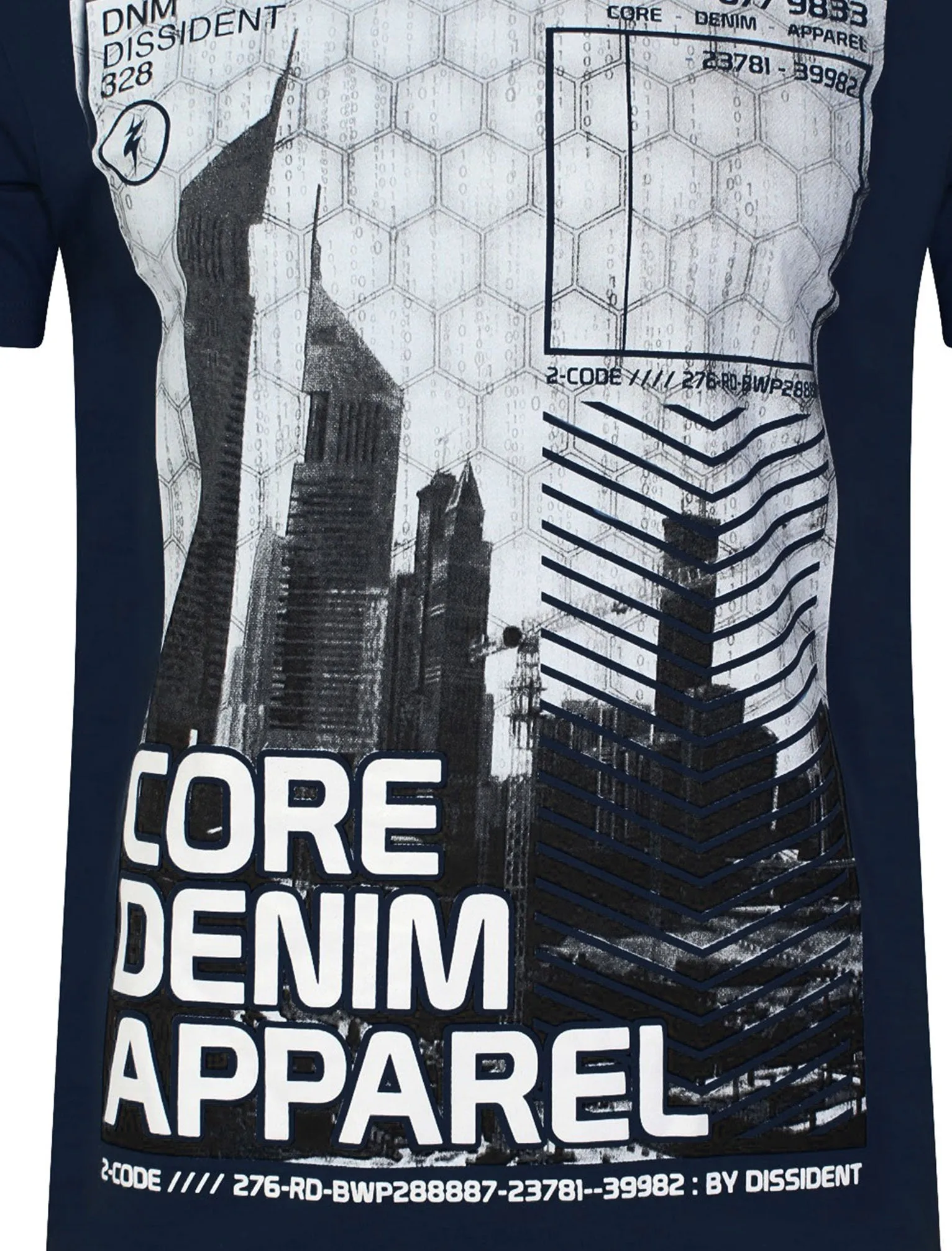 Arrow Crane Motif Print T-Shirt in True Navy - Dissident