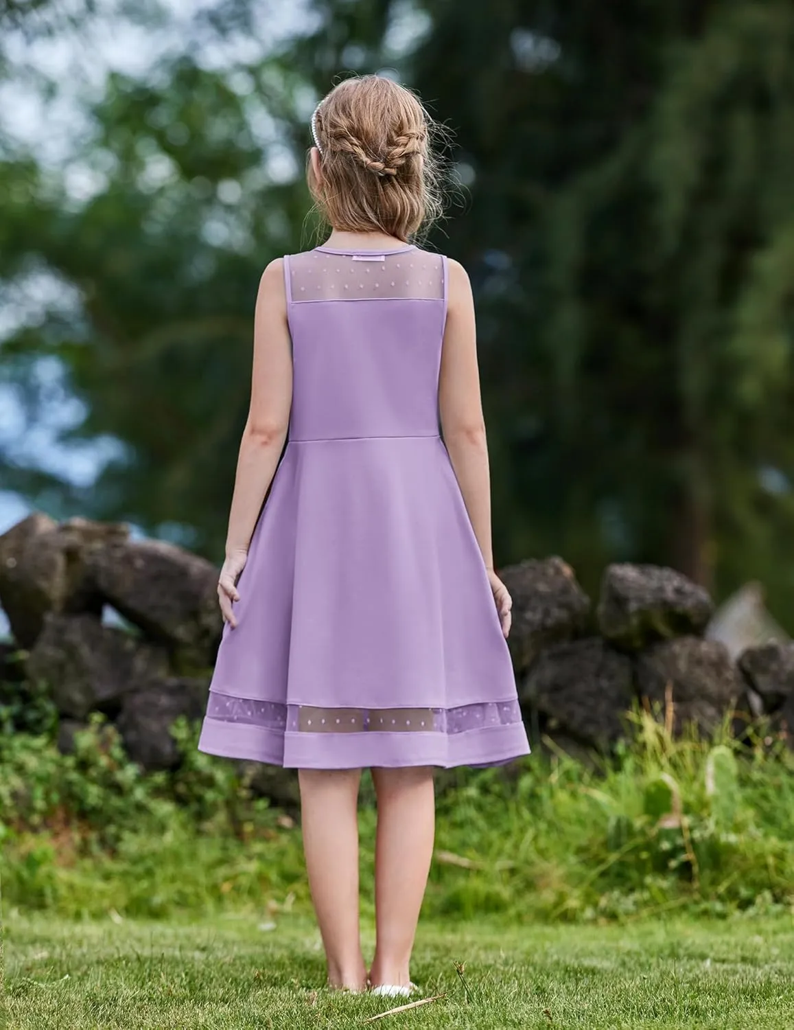 Arshiner Girls Elegant Dresses Sleeveless Round Neck A-line Party Dress
