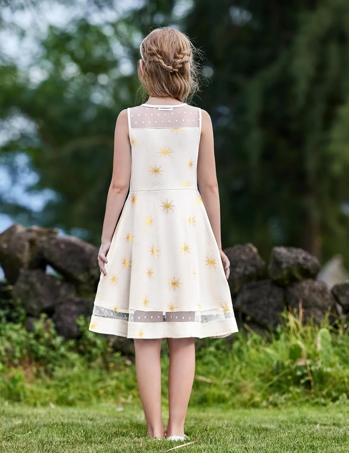Arshiner Girls Elegant Dresses Sleeveless Round Neck A-line Party Dress