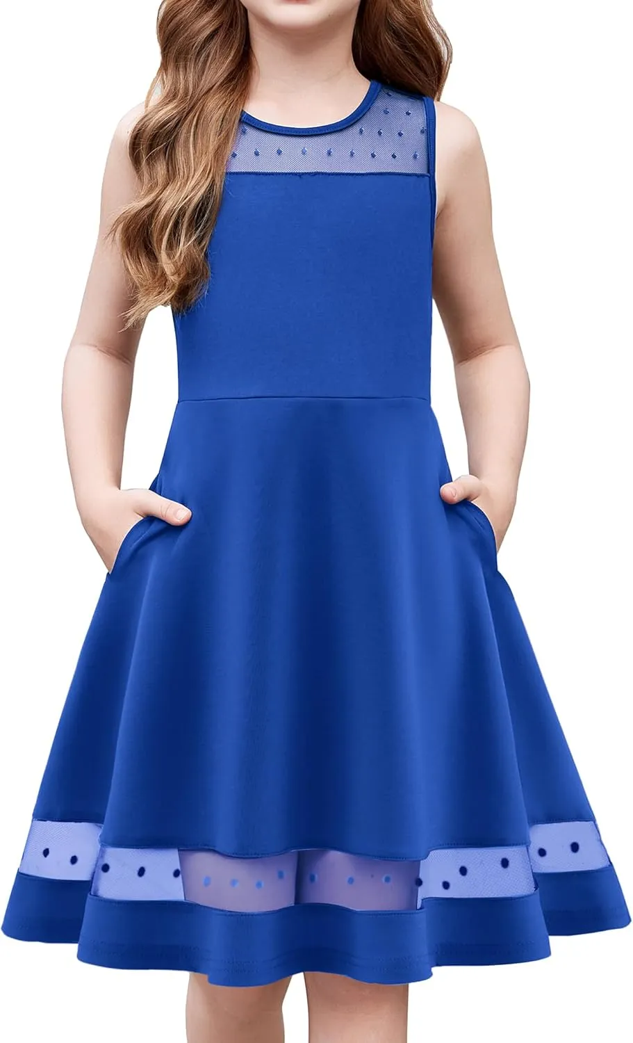 Arshiner Girls Elegant Dresses Sleeveless Round Neck A-line Party Dress
