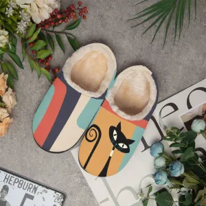 Atomic Kitty Cozy Fluffy Winter Slippers Mid Century Modern Designed