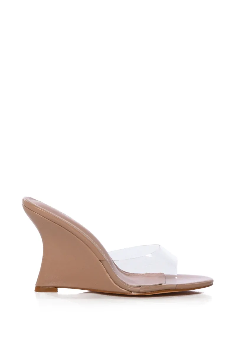 AZALEA WANG CAISYN WEDGE PVC SANDAL IN NUDE
