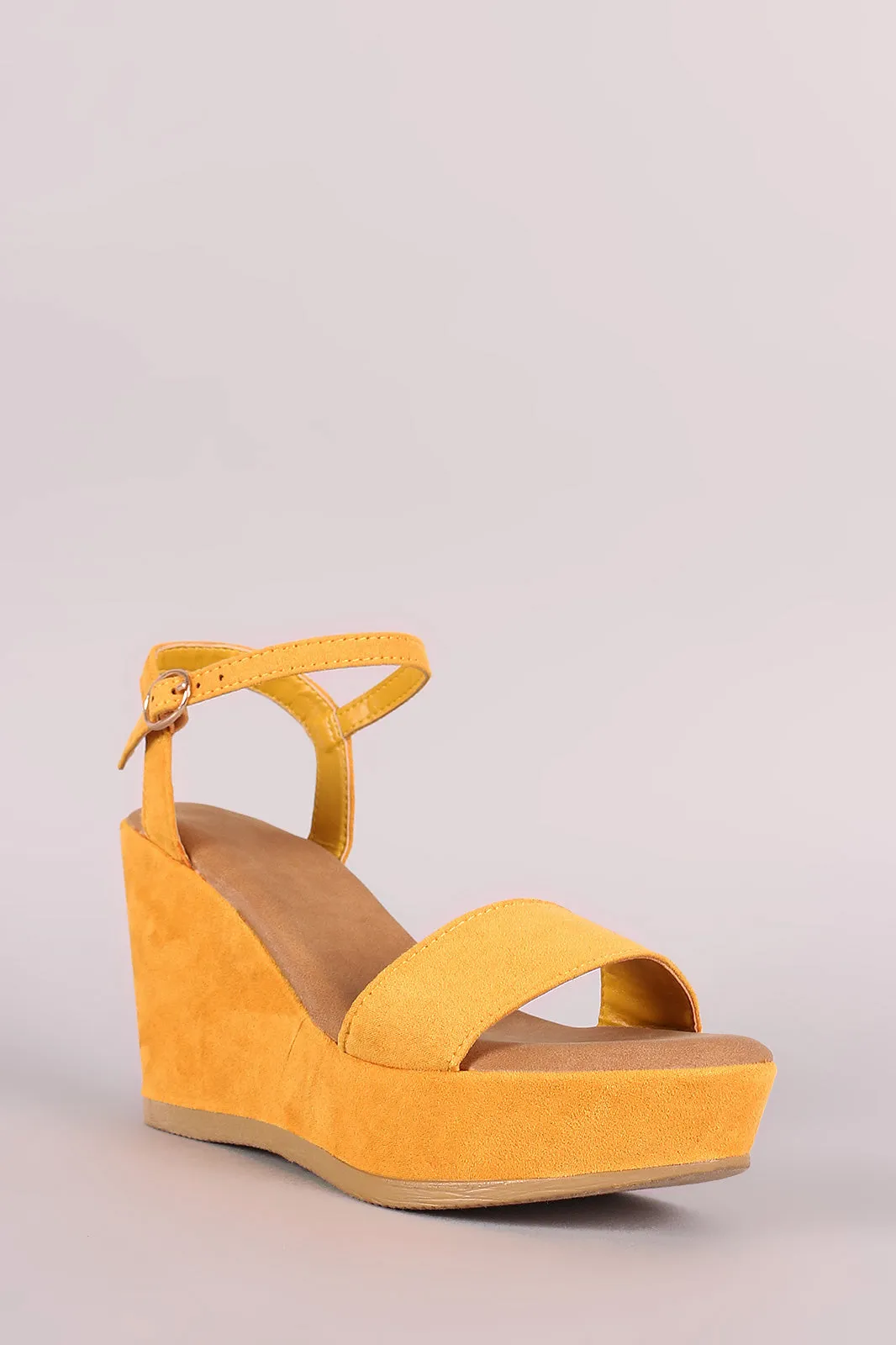 Bamboo One Band Ankle Strap Platform Wedge