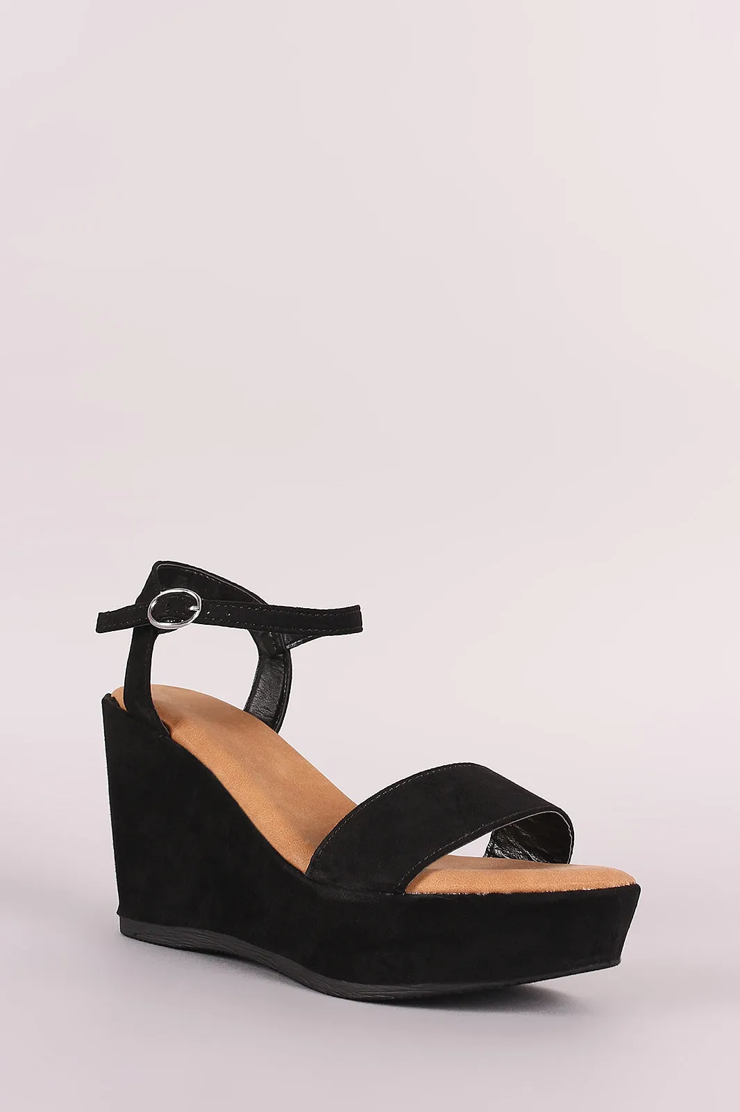 Bamboo One Band Ankle Strap Platform Wedge