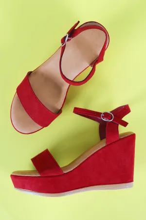 Bamboo One Band Ankle Strap Platform Wedge
