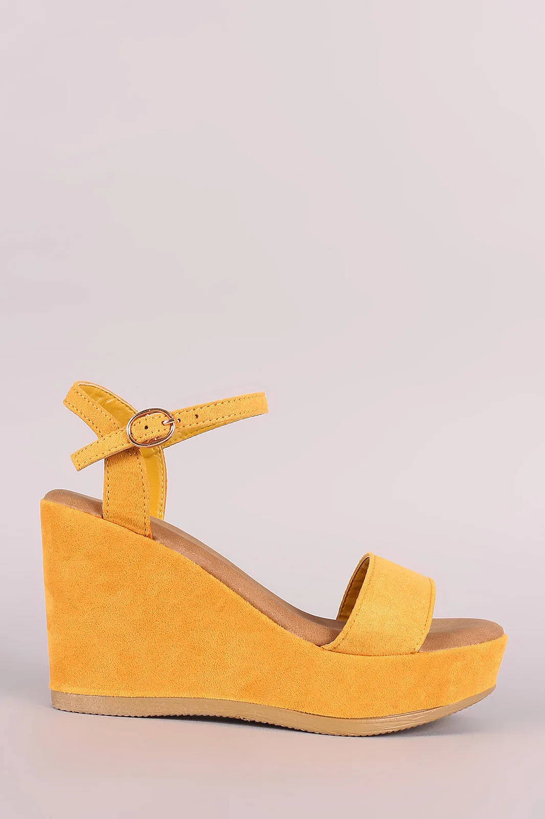 Bamboo One Band Ankle Strap Platform Wedge