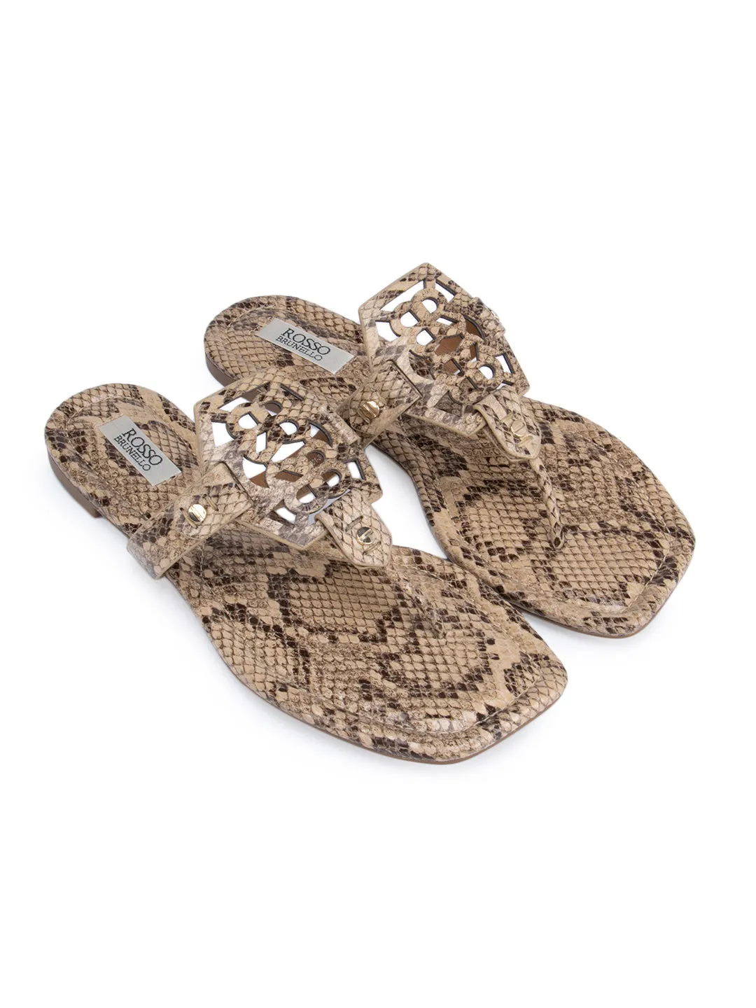 Beige Printed Logo Sliders