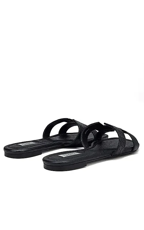 Black Croco Textured Flats
