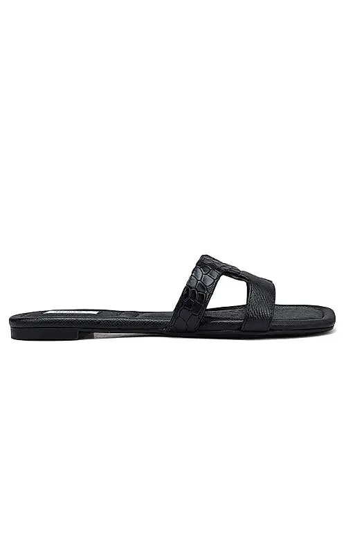 Black Croco Textured Flats