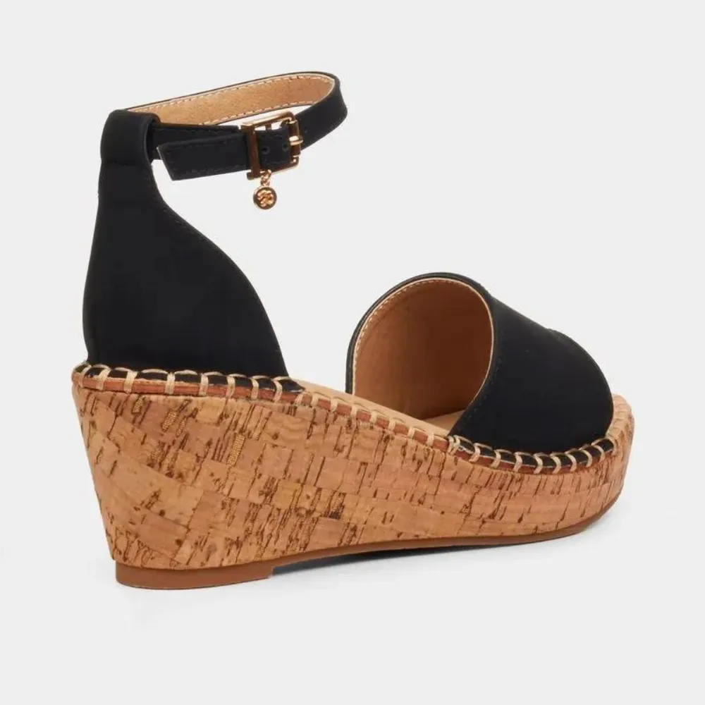 Black Open Toe Wedge - Jayda 5