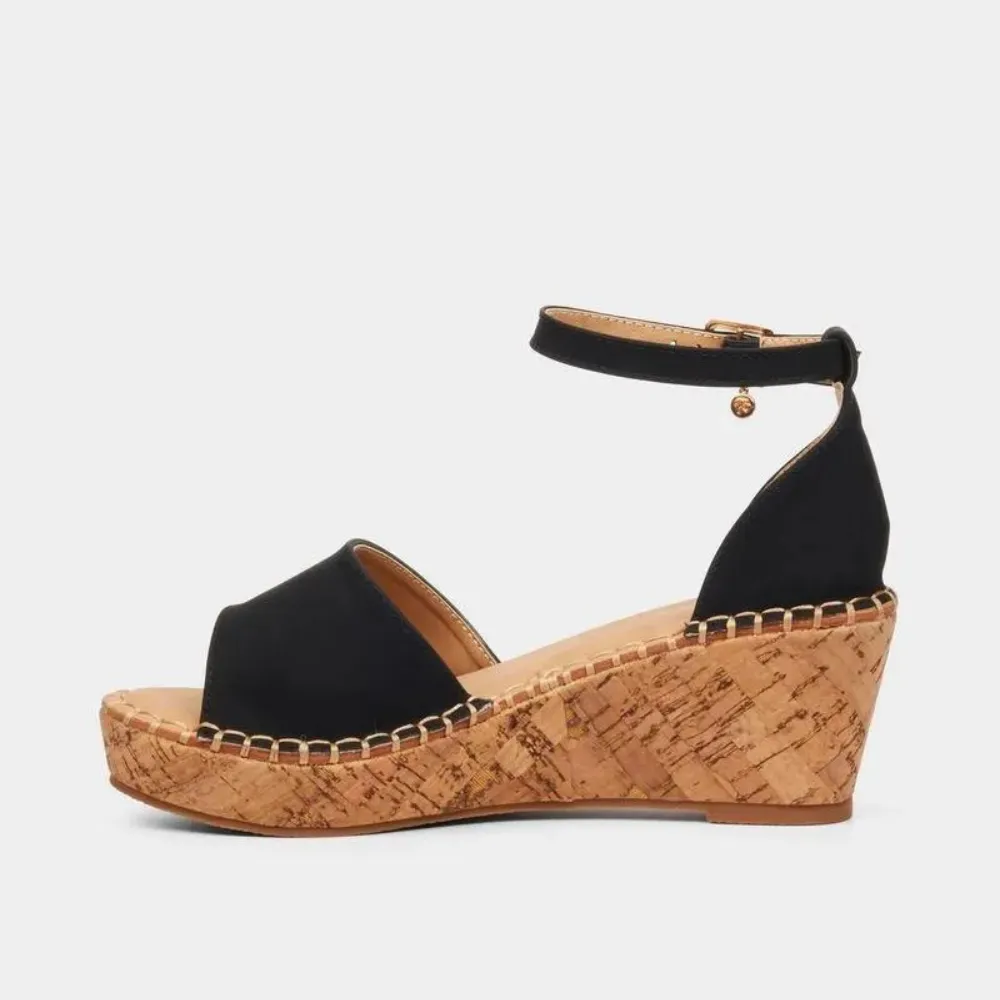 Black Open Toe Wedge - Jayda 5