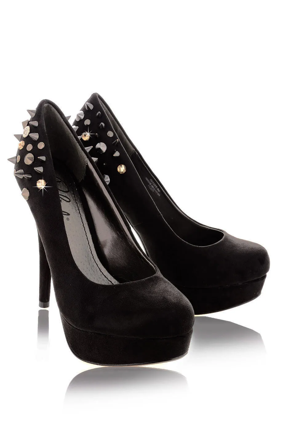 BLINK SPIKE Black Suede Pumps