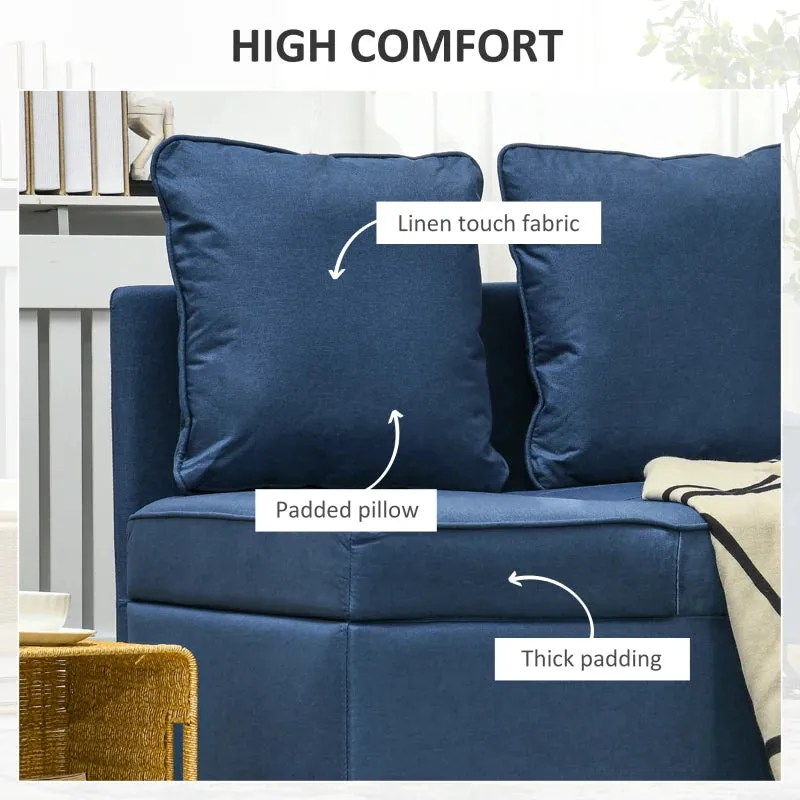 Blue Convertible Single Sofa Bed with Thick Padded Seat, 3-in-1 Multi-Functional Sleeper Chair Bed