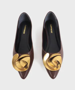 Brown Faux Leather Pumps