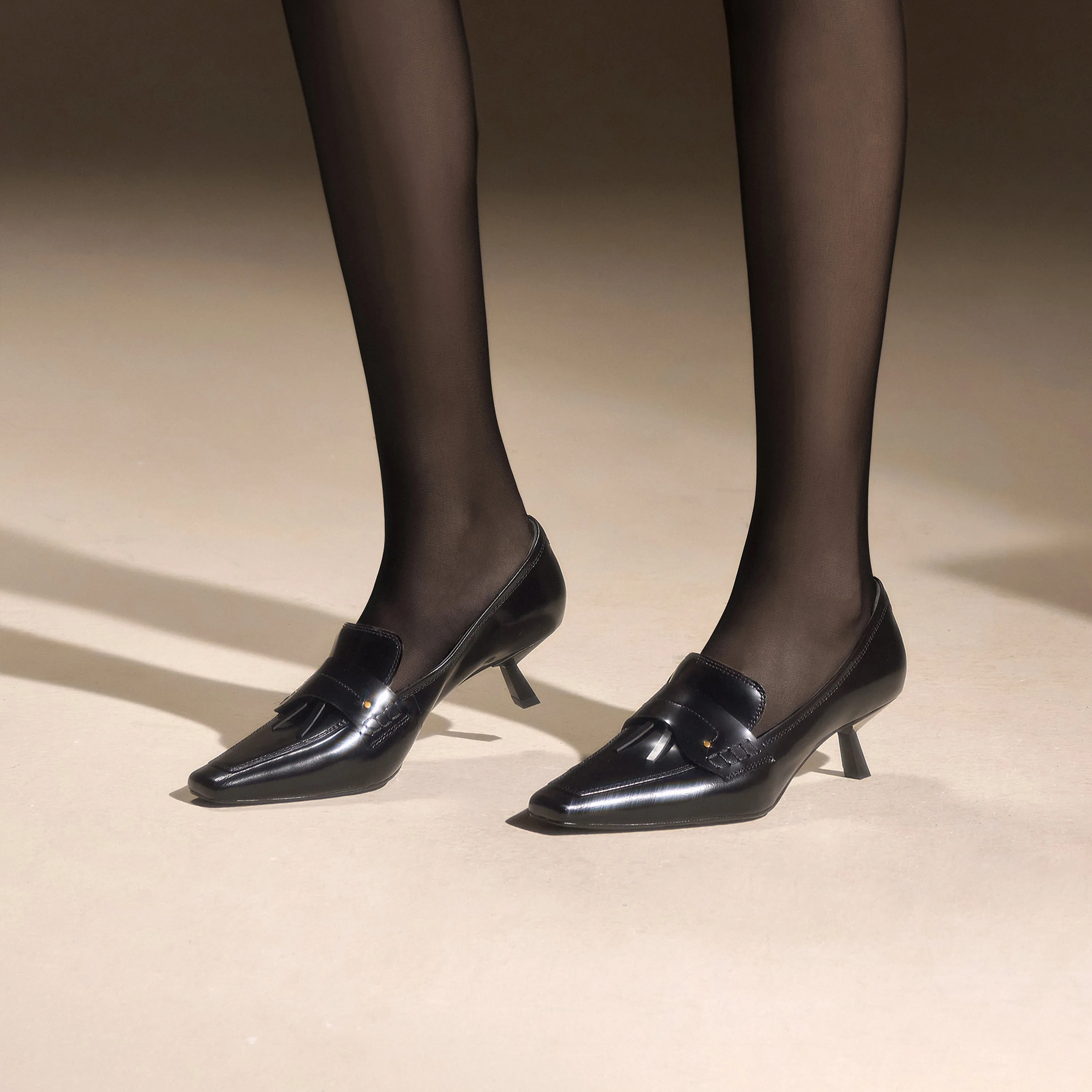 Brown Leather Pointy Penny Pumps