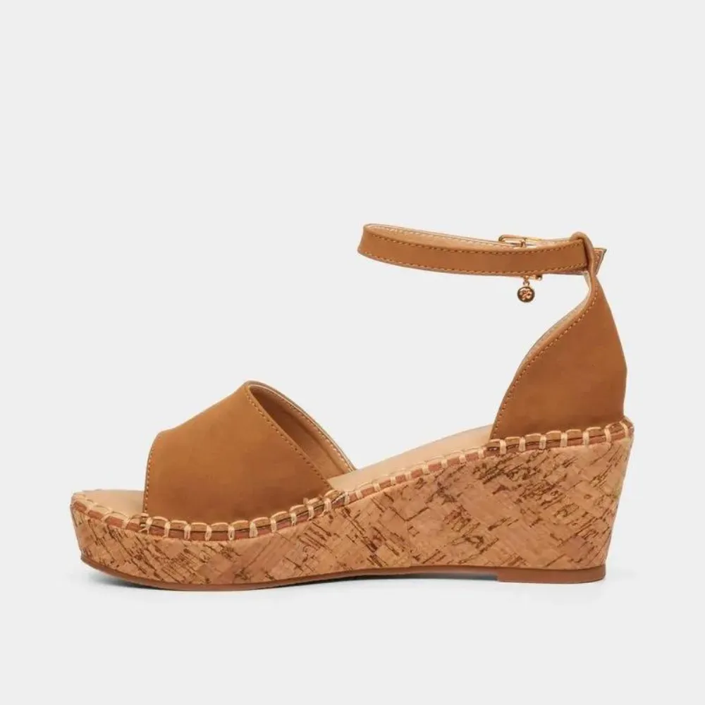 Brown Open Toe Wedge - Jayda 5
