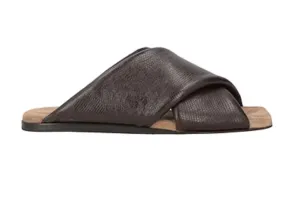 Brunello Cucinelli Dark Brown Leather Women's Slipper Sandals