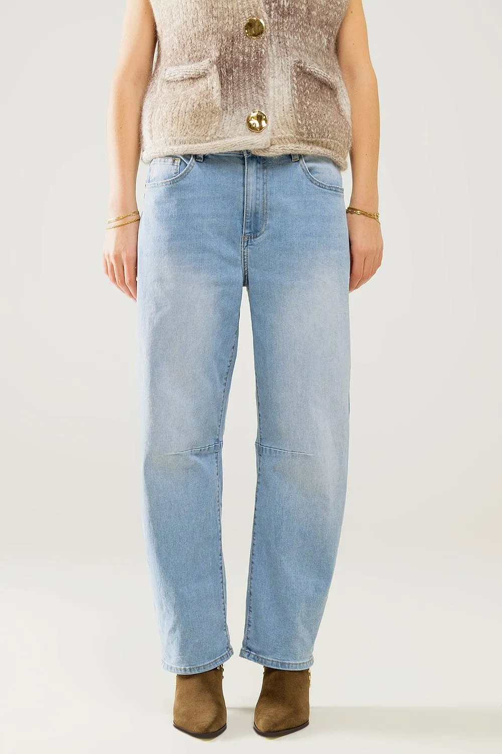 Bubble Wide Leg Jeans In Light Wash