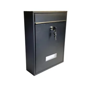 Buckingham Extra Large Wall Mounted Lockable Steel Mailboxes Heavy Duty Weather Resistant Post Box with Secure Key Lock Rustproof Powder Coated Finish Ideal for Outdoor Home or Office Use (Premium Black)