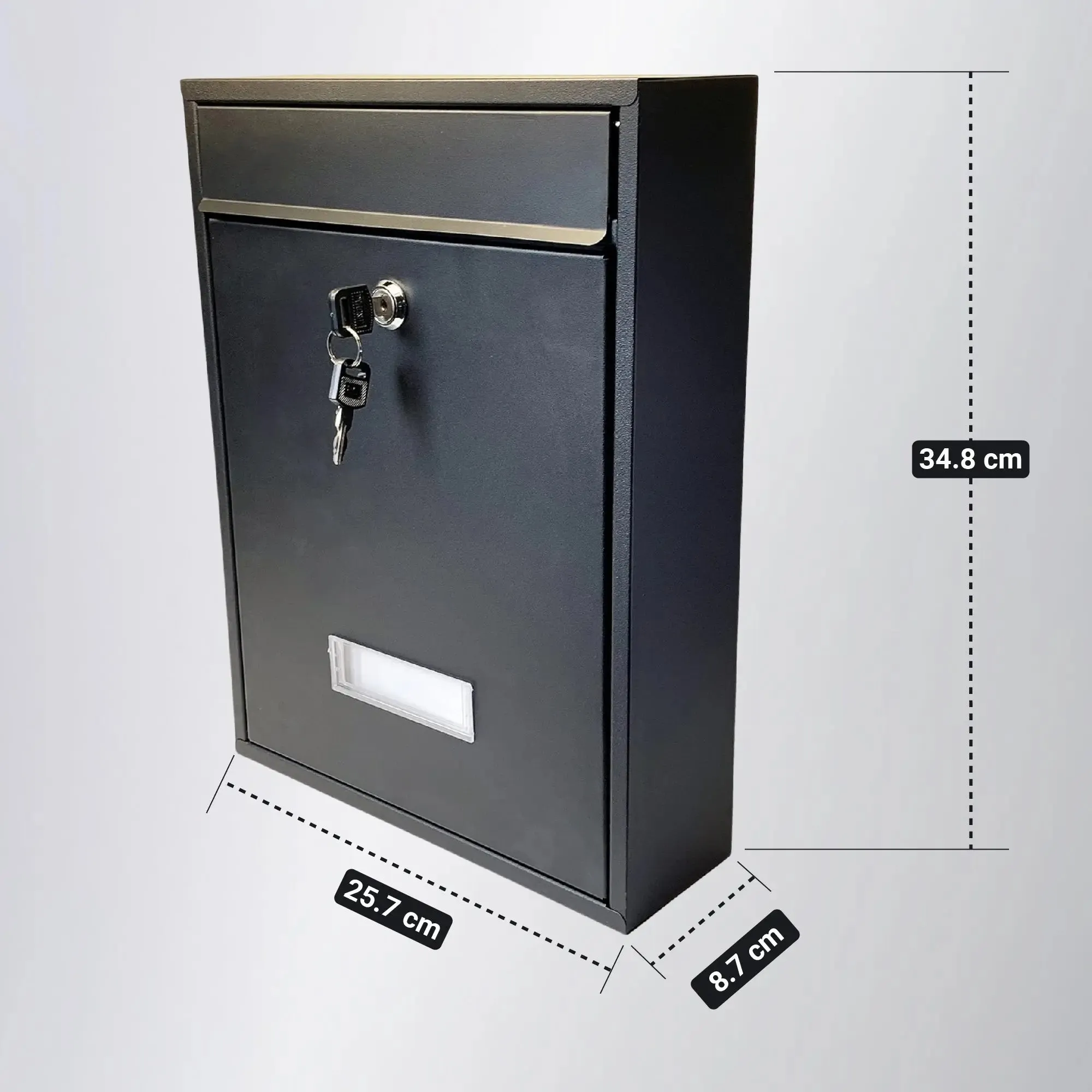 Buckingham Extra Large Wall Mounted Lockable Steel Mailboxes Heavy Duty Weather Resistant Post Box with Secure Key Lock Rustproof Powder Coated Finish Ideal for Outdoor Home or Office Use (Premium Black)