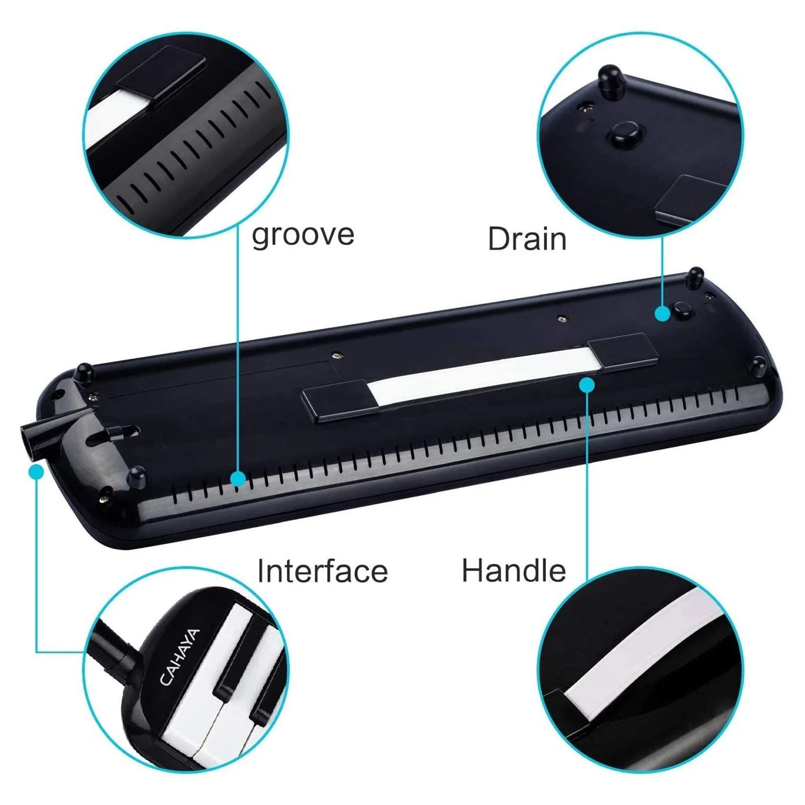 CAHAYA Melodica 32 Keys Double Tubes Mouthpiece Air Piano Keyboard Musical Instrument with Carrying Bag 32 Keys, Black, CY0050-1