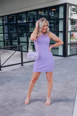 Calia Ribbed Sleeveless Dress - Lavender