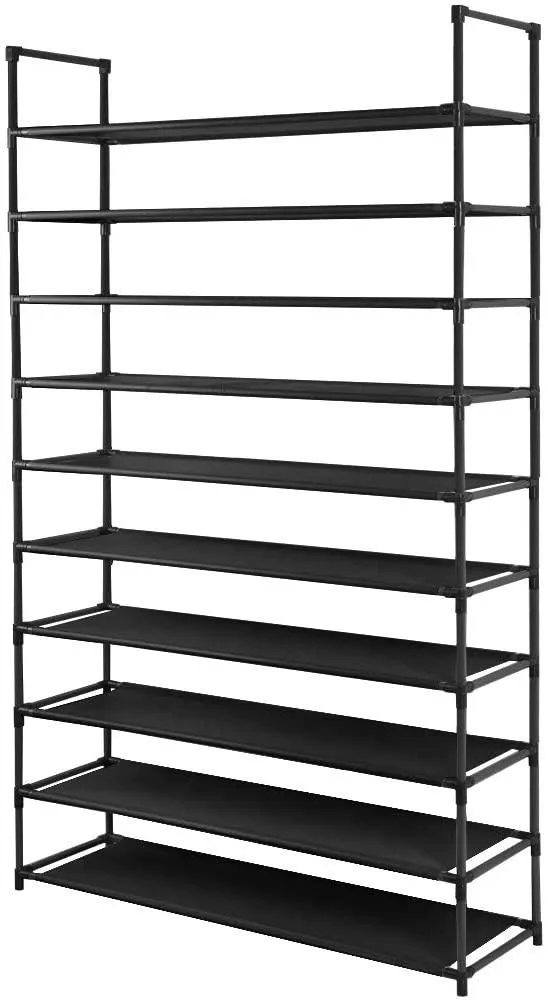 Camabel 10 Tiers Rack Shelves For 60 Pairs Non-Woven Fabric Black ET087