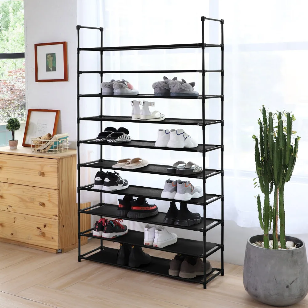Camabel 10 Tiers Rack Shelves For 60 Pairs Non-Woven Fabric Black ET087