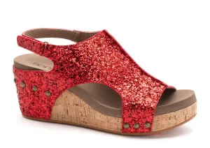 Carley Wedge -Red Glitter