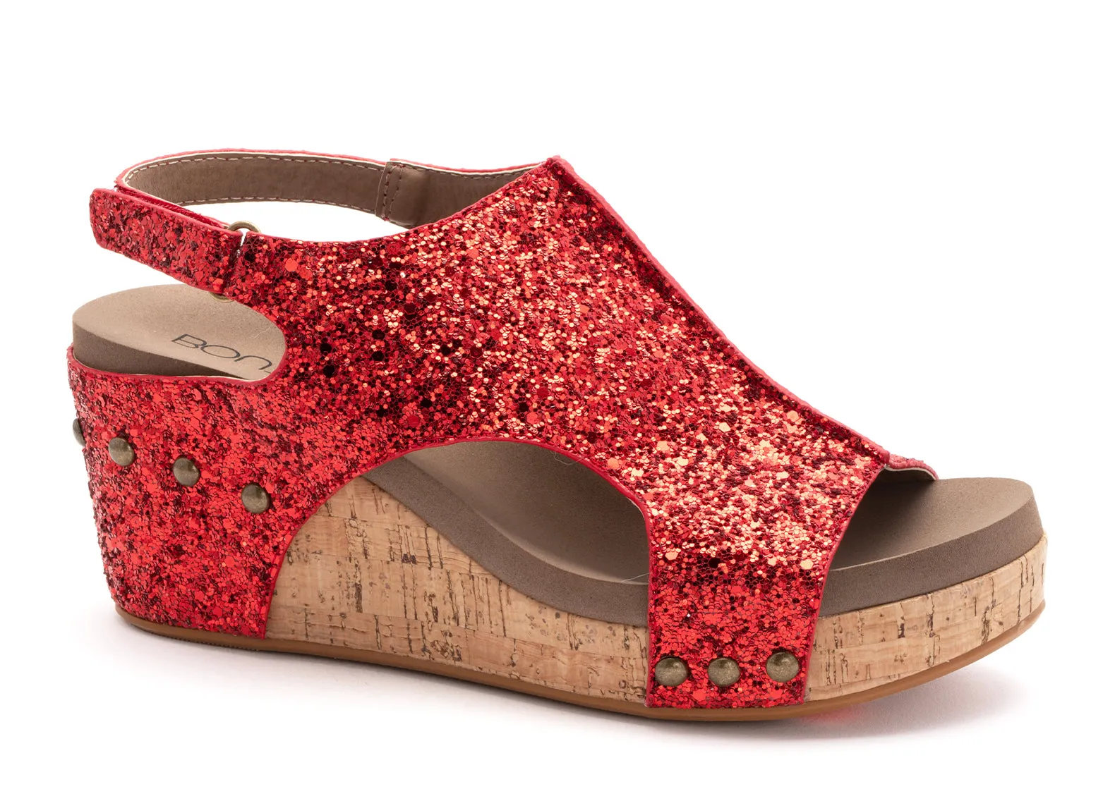 Carley Wedge -Red Glitter
