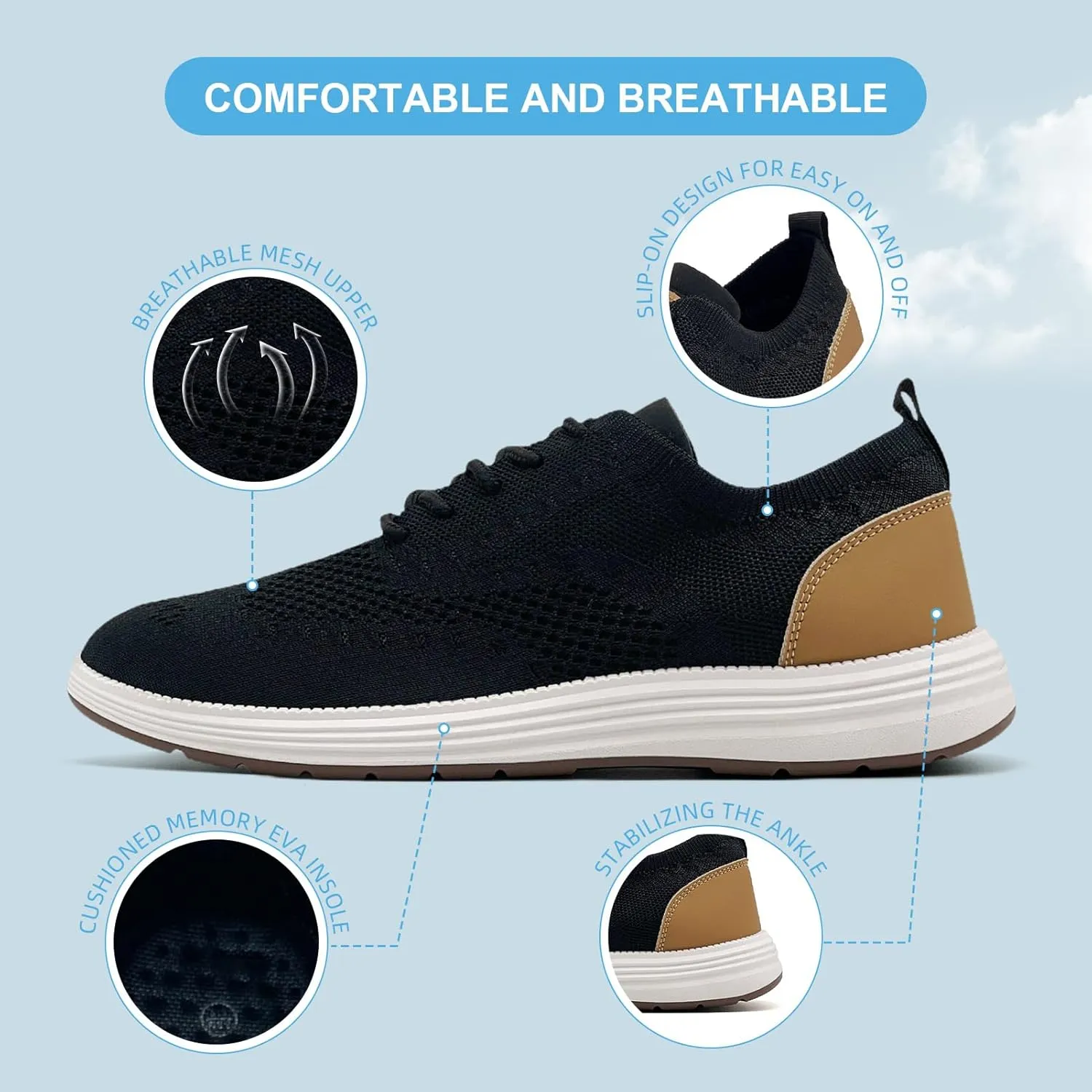 Casual Dress Shoes for Men Business Oxfords Fashion Sneakers Comfortable Loafers Mens Walking Shoes