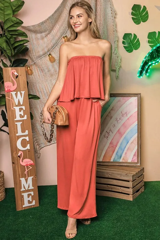 Casual Or Dressy Strapless Jumpsuit With Pockets