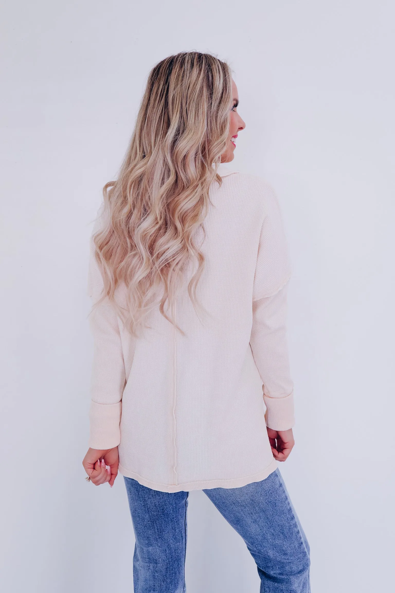 Casual Sophistication Waffle Knit Top - Ivory